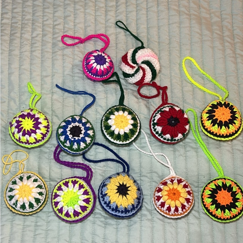 Colorful Crochet Christmas decorations Set, handmade .